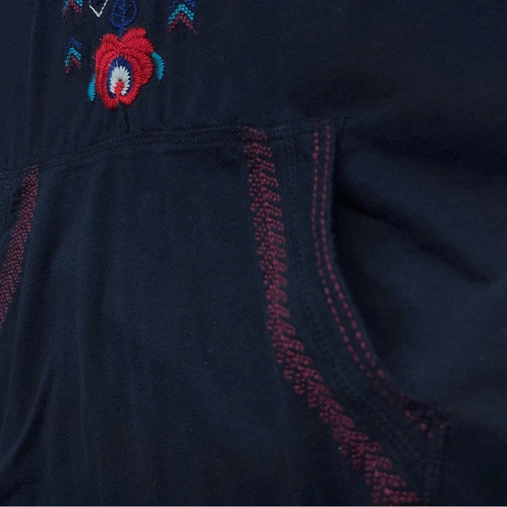Johnny Was Black Embroidered Floral V-Neck Top Womens Small Long Sleeve Cotton - Picture 6 of 14